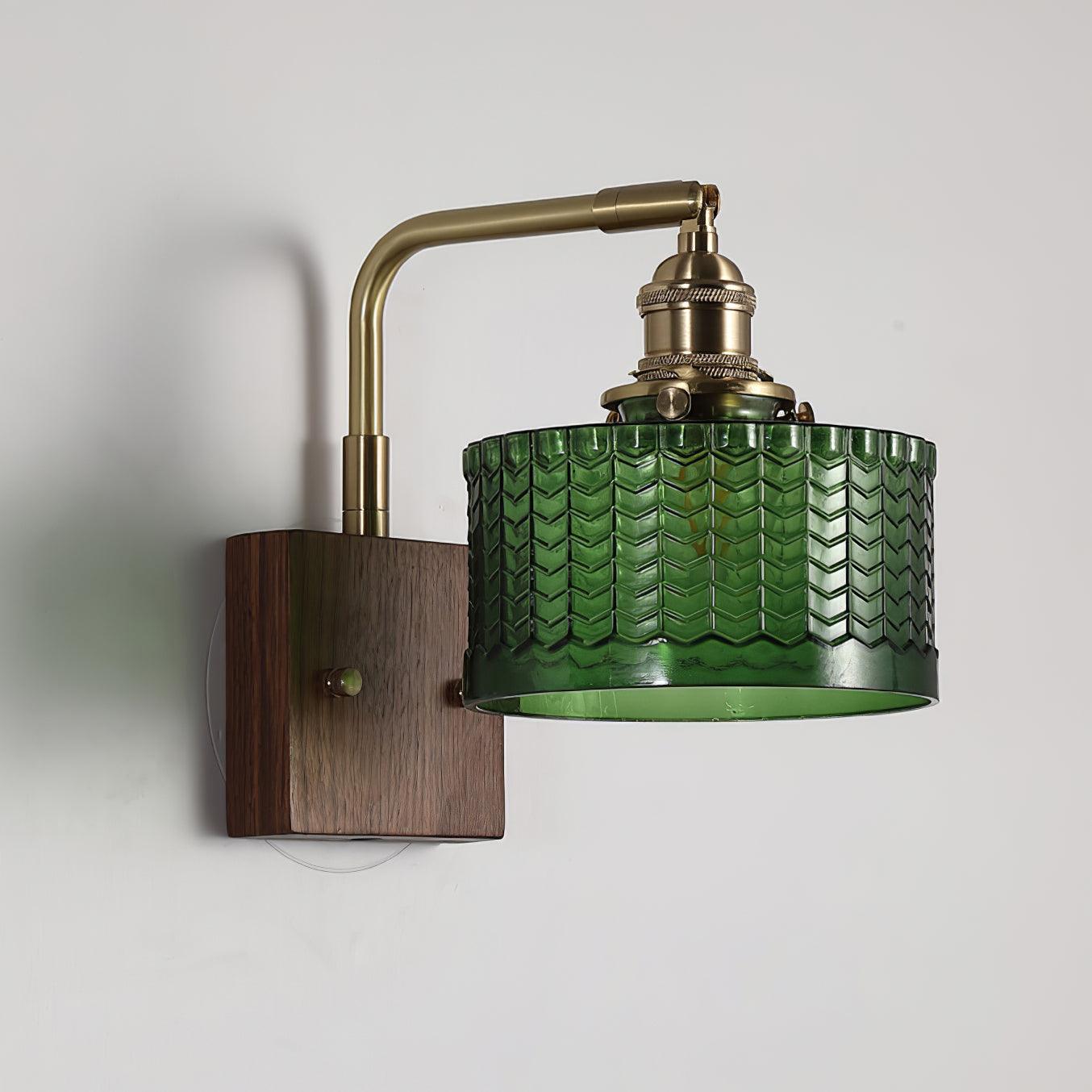 Applique Murale Verre Bois Cuivre E27 Salon Chambre Rétro Lumière Chaude 24cm | Restfield