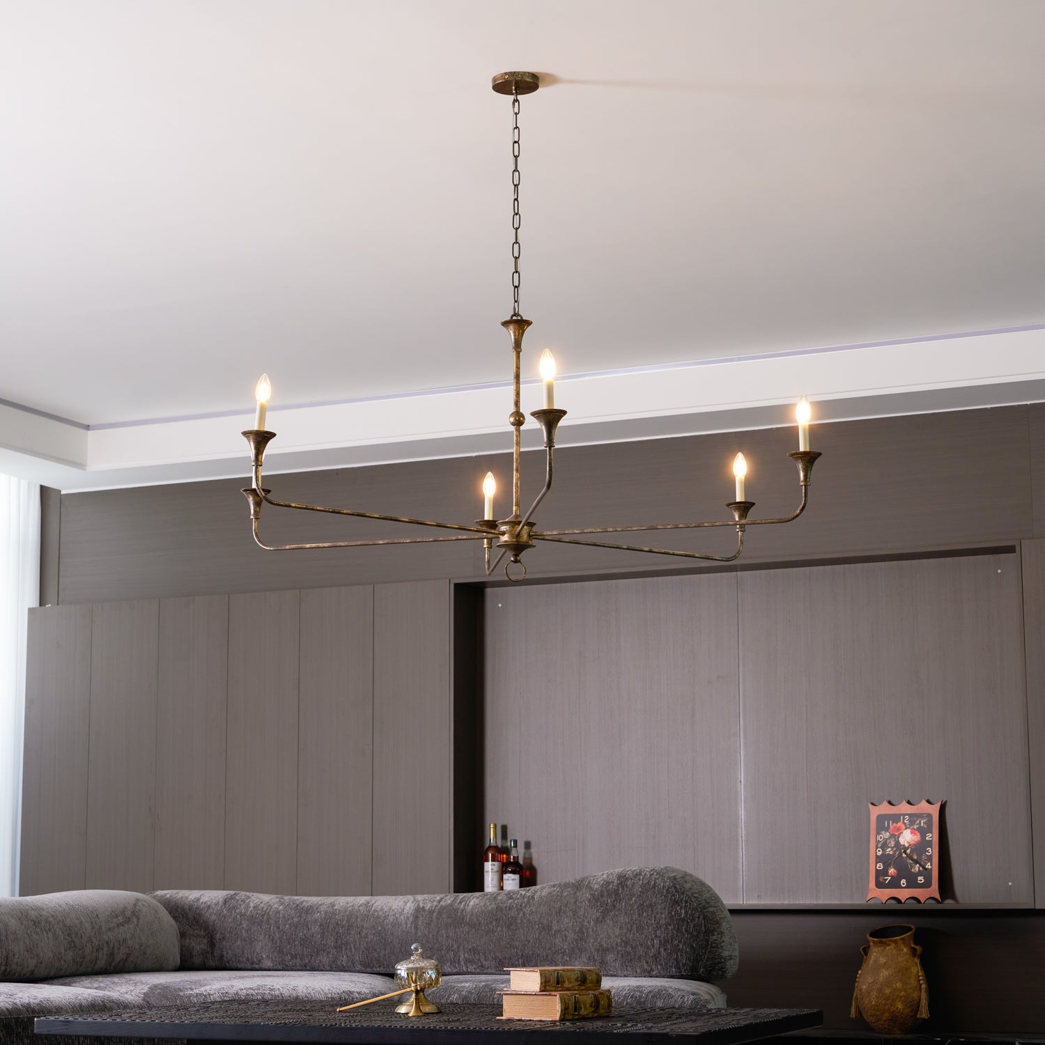 Lampe Bougie Lustre Laiton Métal Or Noir Blanc Nickel Salon Salle à Manger 5 6 Bras Suspension Vintage Lustre Bougies | Restfield