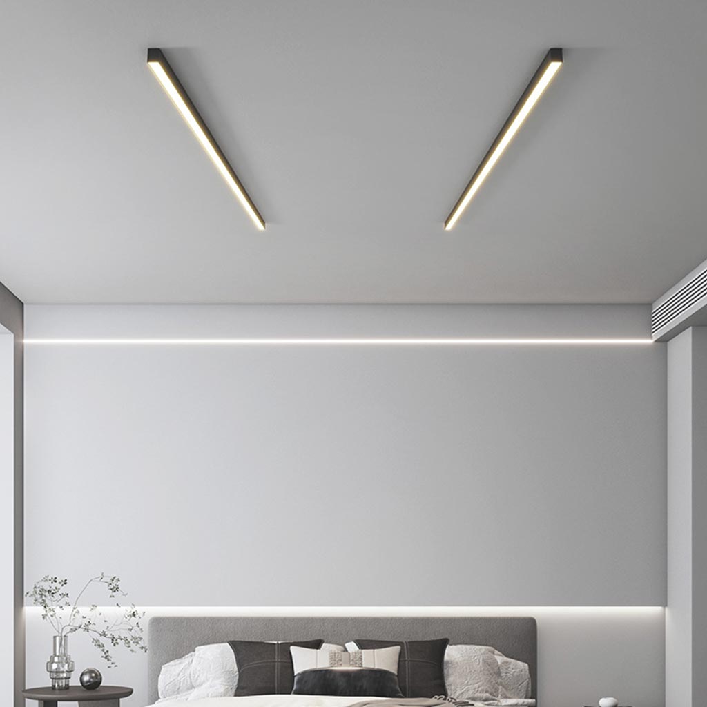 Plafonnier LED linéaire au design épuré, lumière réglable, noir et blanc, éclairage moderne et économe en énergie pour intérieur | Sansoti