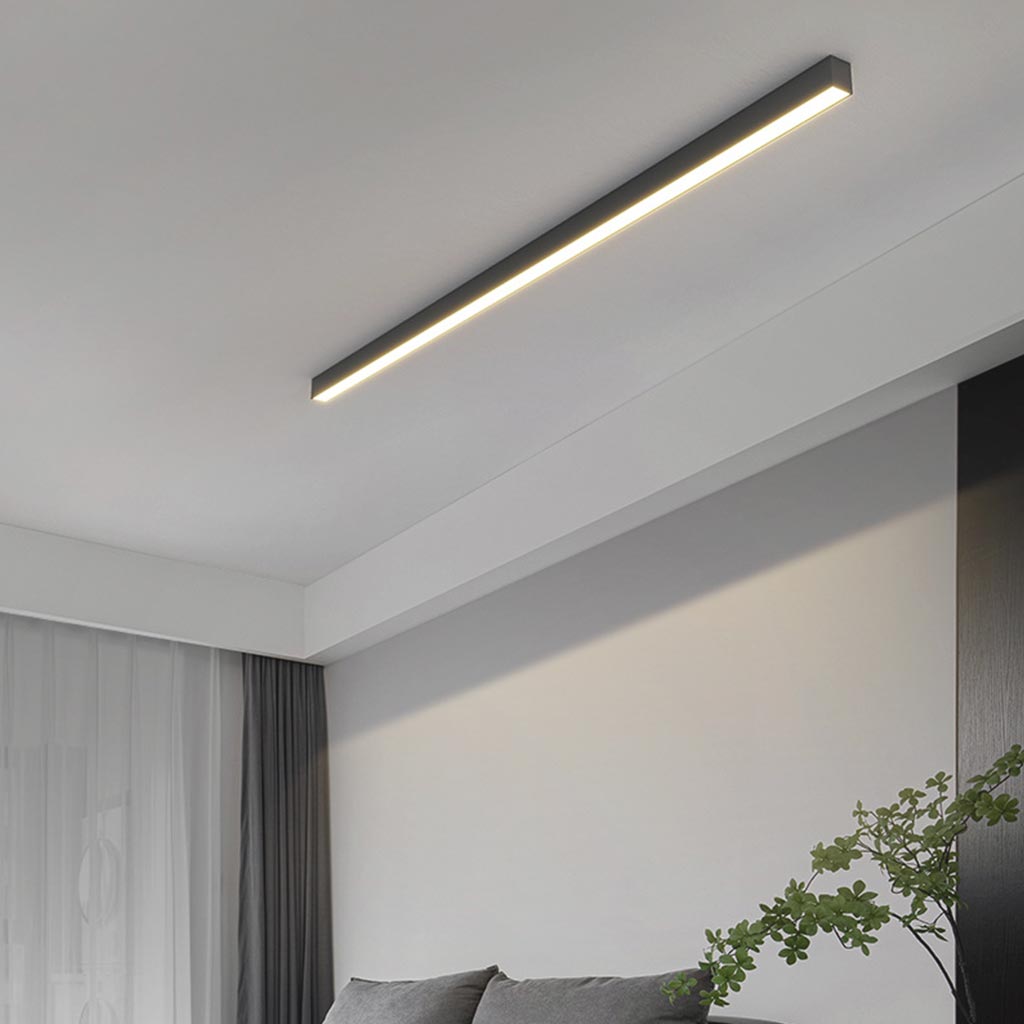 Plafonnier LED linéaire au design épuré, lumière réglable, noir et blanc, éclairage moderne et économe en énergie pour intérieur | Sansoti