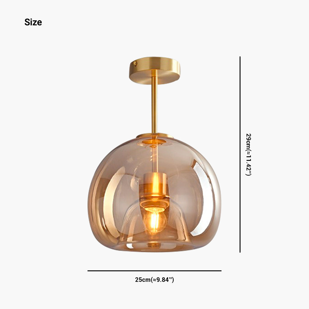 Halbflächen-Deckenleuchte mit Glaskugel und Metallgestell, LED, dimmbar, Wohnzimmer, Flur, Eingangsbereich, warmes Licht, modern | Sansoti