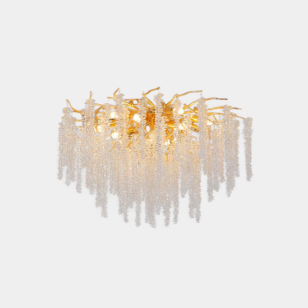 Kristallen Kroonluchter met Wilgentakken Design Plafondlamp Goud Aluminium LED Verstelbare Lichtkleur Eetkamer | Sansoti
