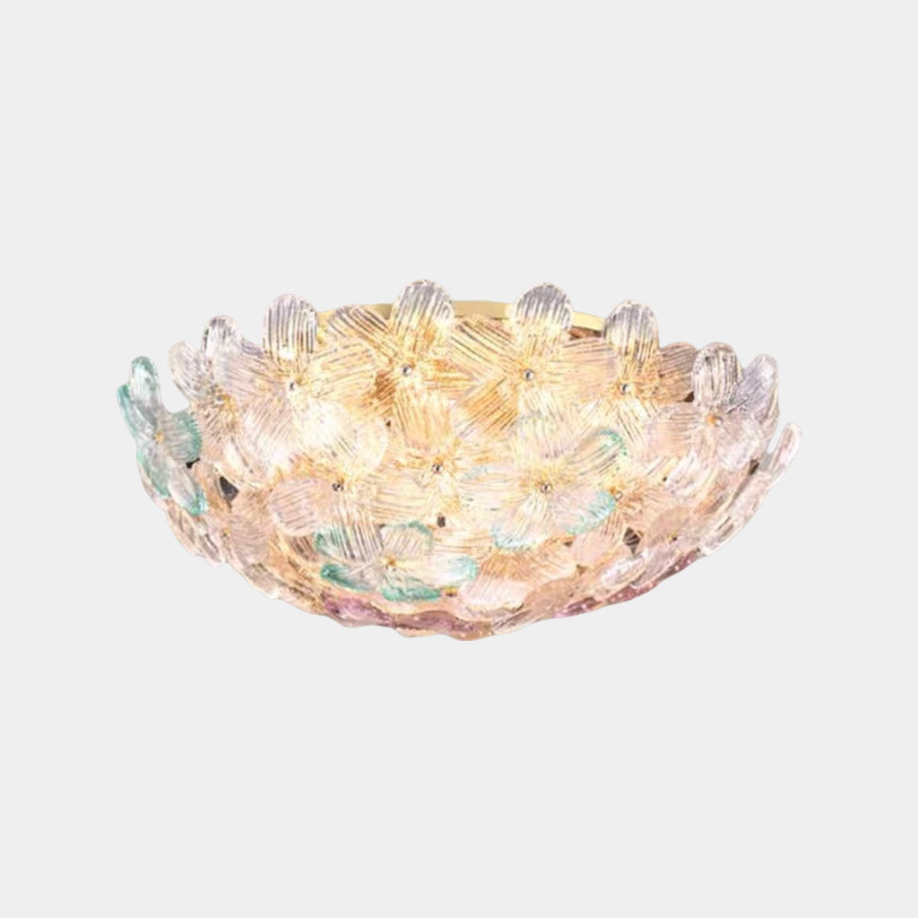 Plafonnier en verre en forme de fleur, rond, avec éclairage LED pour chambre et salon, design scandinave, éclairage d’ambiance | Sansoti