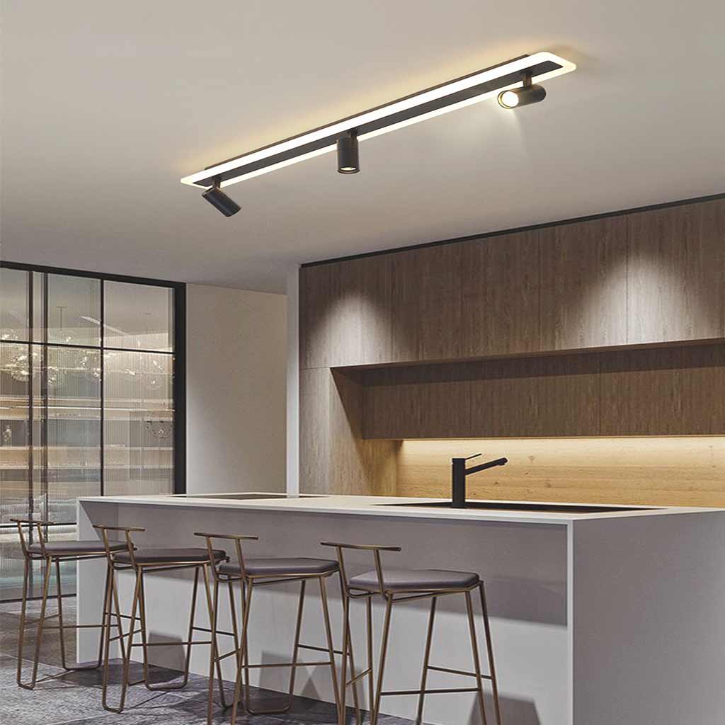 Spot de plafond sur rail linéaire, LED réglable, noir et doré, 3 modes d’éclairage, éclairage moderne sur rail pour salon | Sansoti