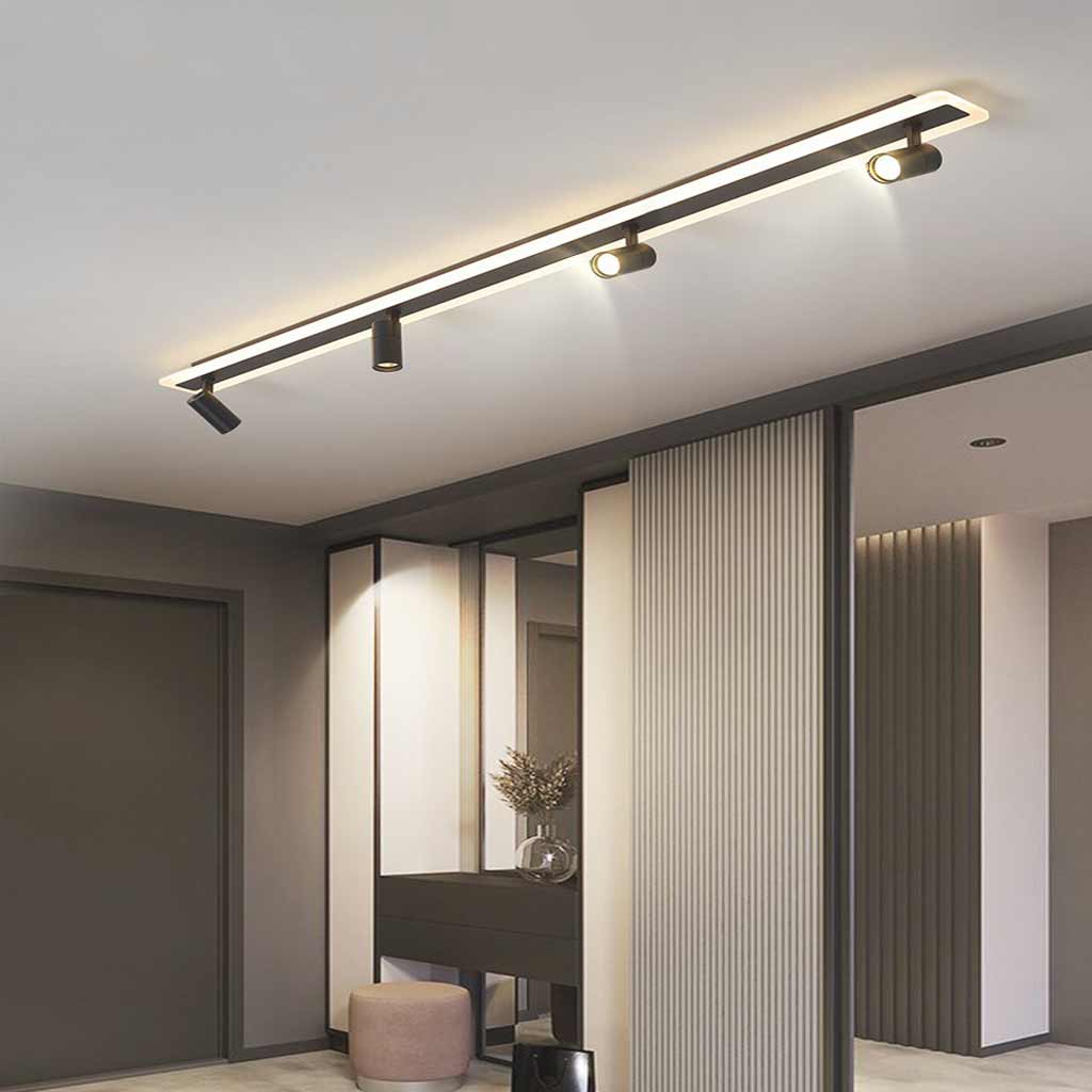Spot de plafond sur rail linéaire, LED réglable, noir et doré, 3 modes d’éclairage, éclairage moderne sur rail pour salon | Sansoti