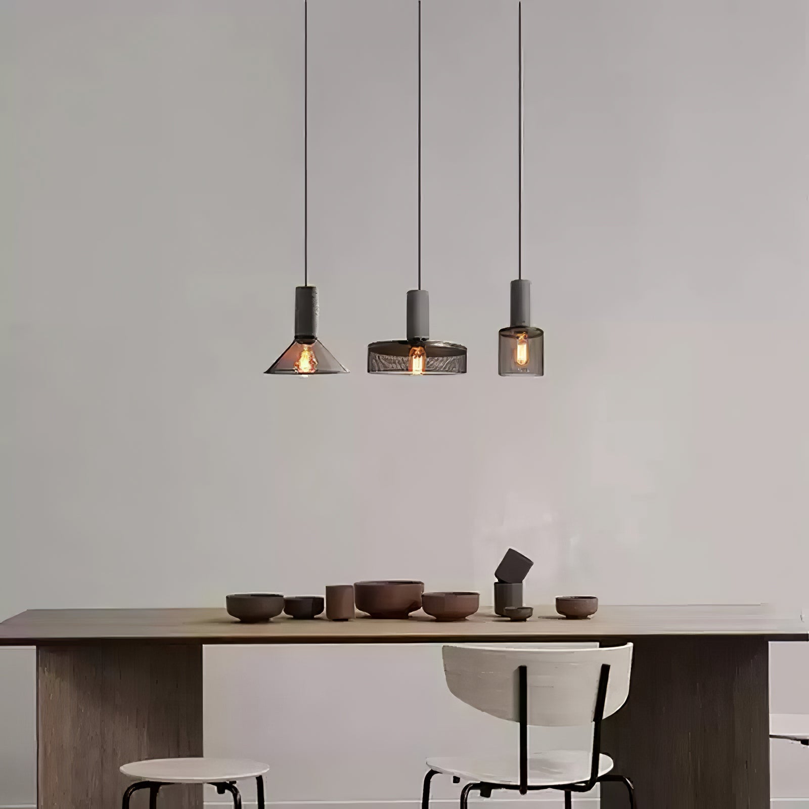 Industriële Hanglamp met Cement & Zwart Mesh — 6 Vormen | Sansoti