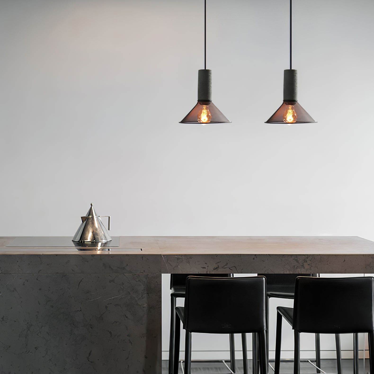 Industriële Hanglamp met Cement & Zwart Mesh — 6 Vormen | Sansoti