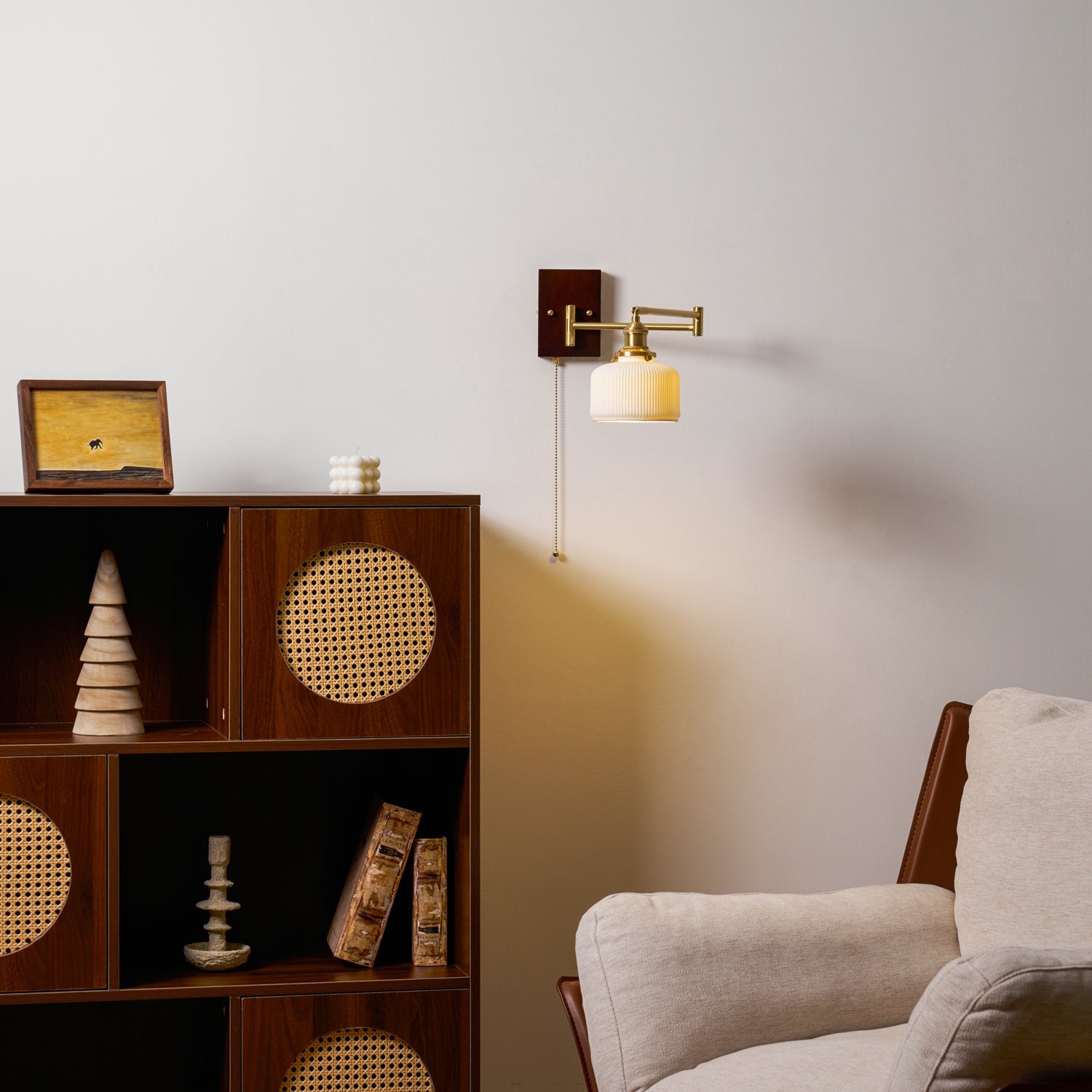 Keramische Wandlamp Geometrisch Design – 5 Modellen Messing & Walnoot | Sansoti