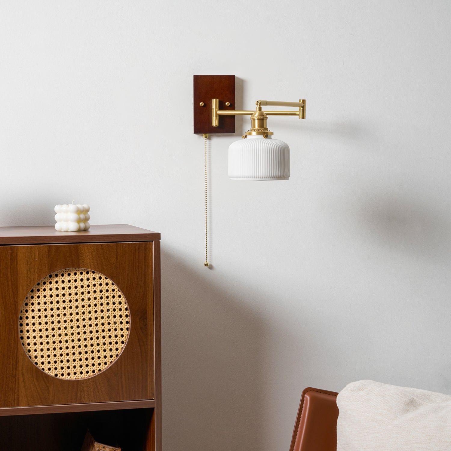 Keramische Wandlamp Geometrisch Design – 5 Modellen Messing & Walnoot | Sansoti