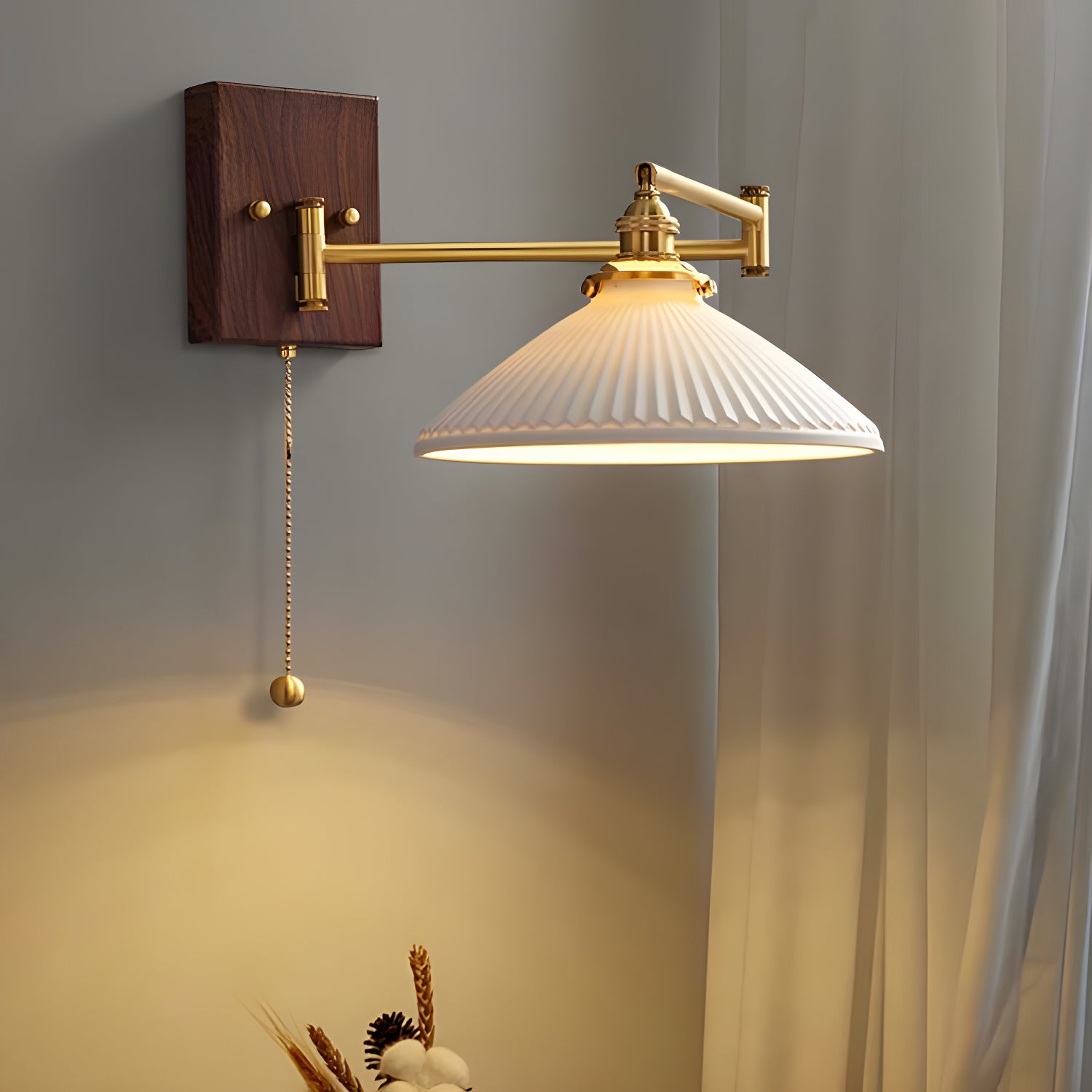 Keramische Wandlamp Geometrisch Design – 5 Modellen Messing & Walnoot | Sansoti