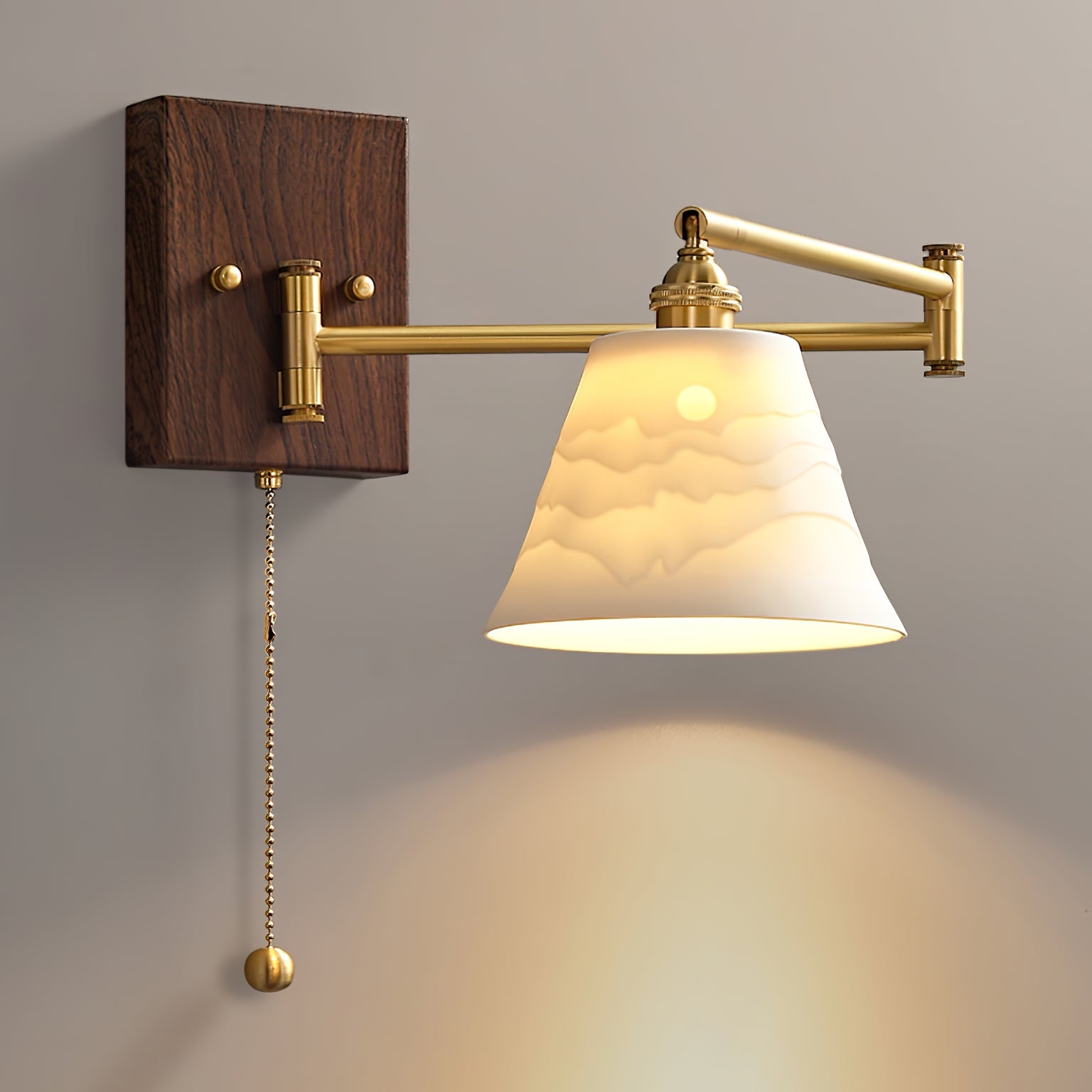 Keramische Wandlamp Geometrisch Design – 5 Modellen Messing & Walnoot | Sansoti