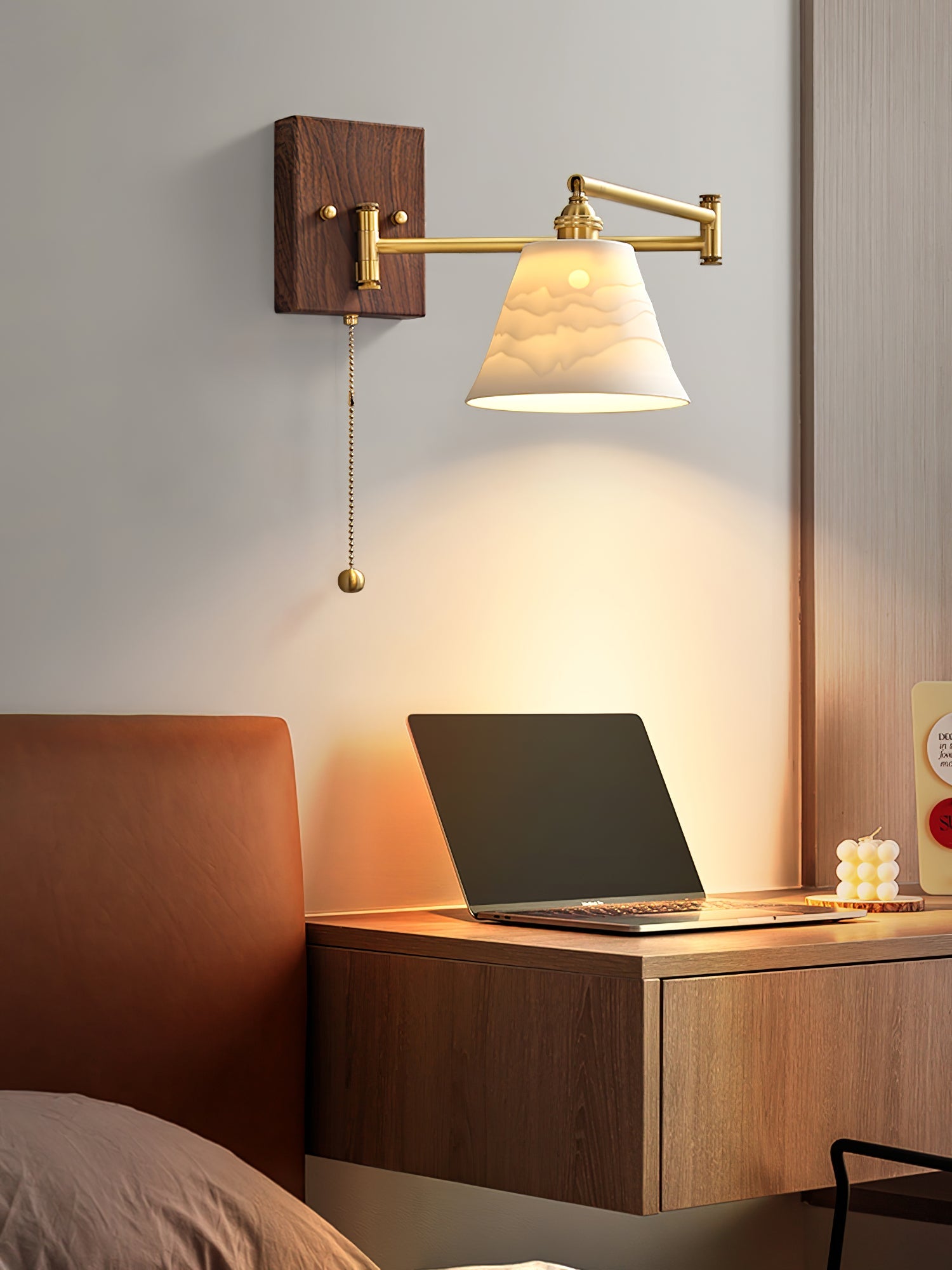 Keramische Wandlamp Geometrisch Design – 5 Modellen Messing & Walnoot | Sansoti