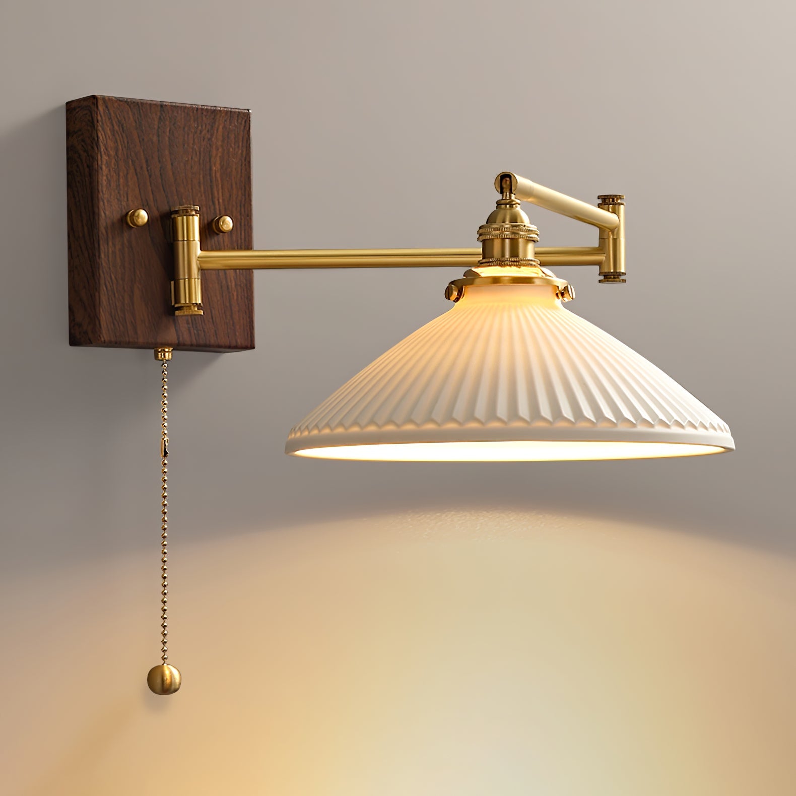 Keramische Wandlamp Geometrisch Design – 5 Modellen Messing & Walnoot | Sansoti