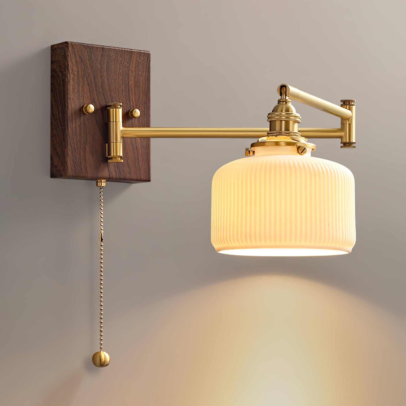 Keramische Wandlamp Geometrisch Design – 5 Modellen Messing & Walnoot | Sansoti