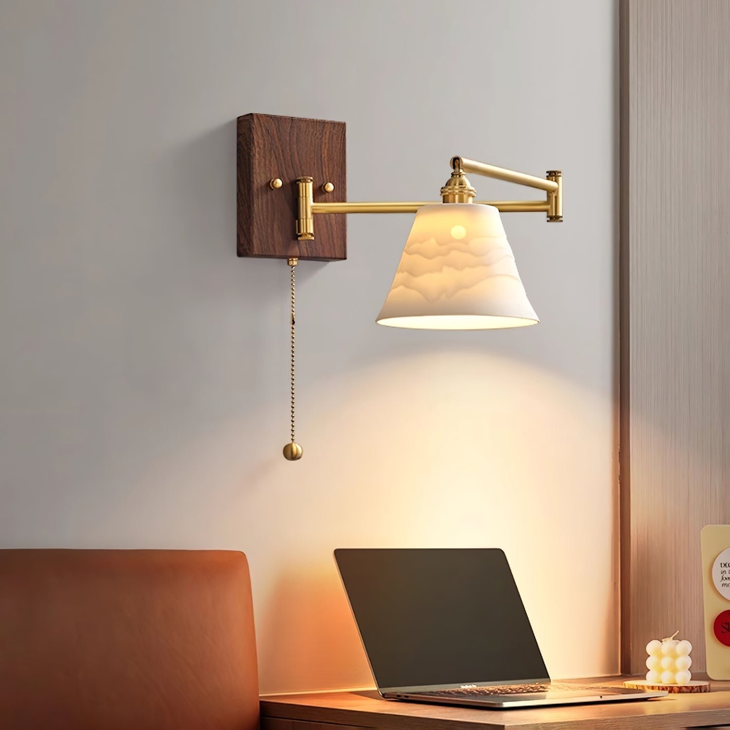 Keramische Wandlamp Geometrisch Design – 5 Modellen Messing & Walnoot | Sansoti