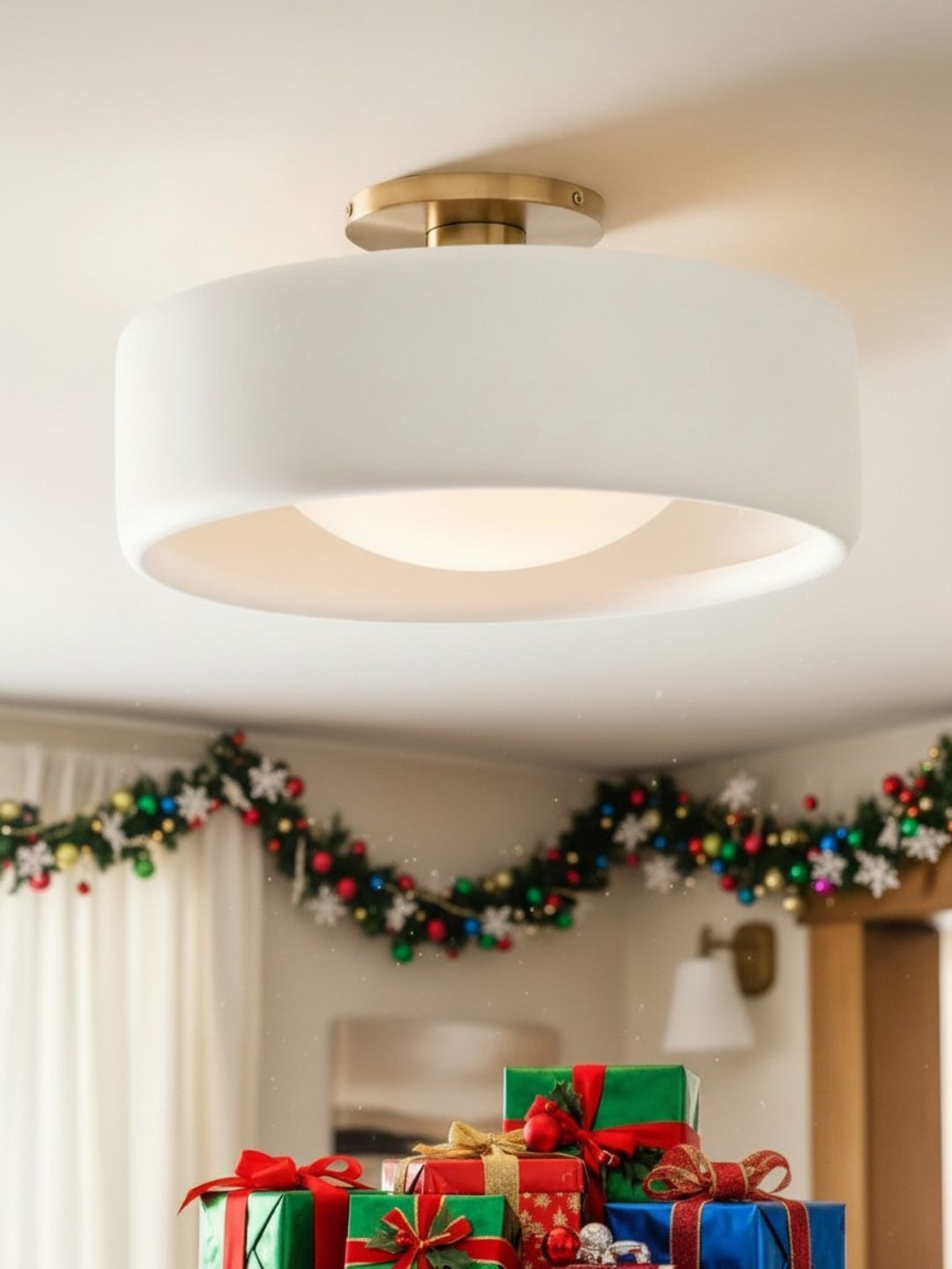 Porseleinen Plafondlamp met Strakke Montage – Moderne Lage Profiellamp Keramiek Opbouwverlichting | Sansoti