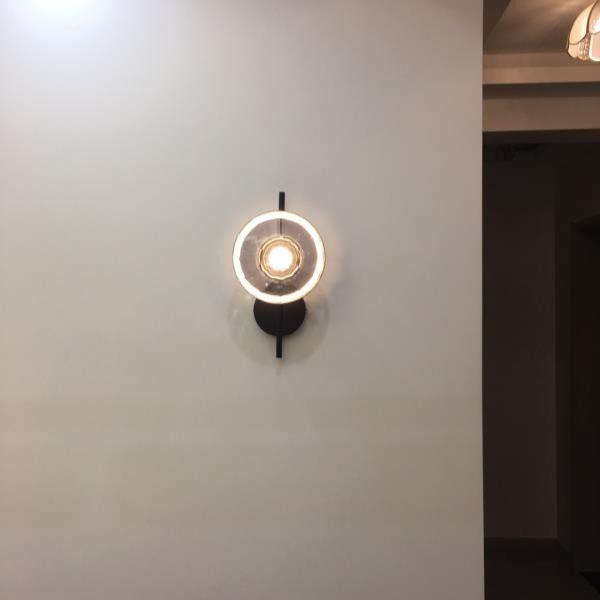 Wandlamp Glas Rond Scandinavisch LED 5W Zwart Goud 20cm Design | Sansoti