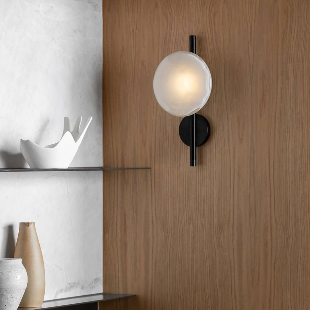 Wandlamp Glas Rond Scandinavisch LED 5W Zwart Goud 20cm Design | Sansoti