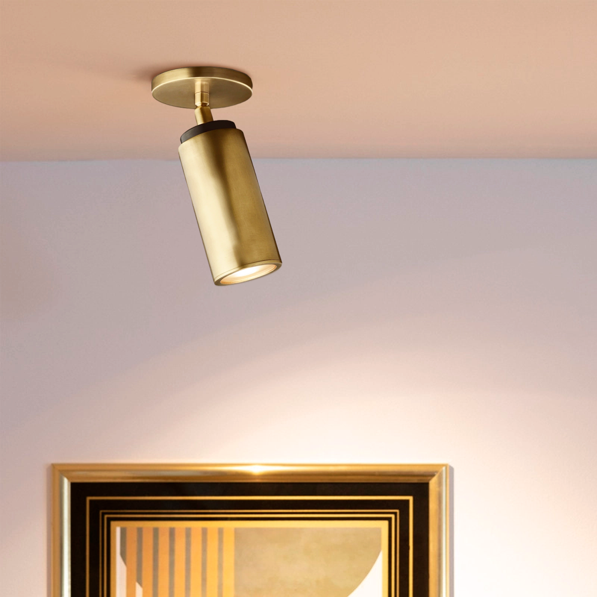 Klasyczna mosiężna lampa sufitowa o wysokości 23 cm, montaż flush mount, do przedpokoju, sypialni, łazienki, kuchni i salonu | Sansoti