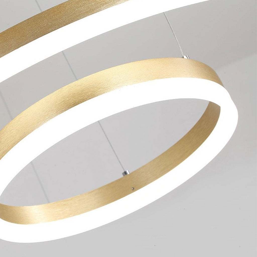 Dimbare Aluminium Kroonluchter met Ringen Zwart Goud Instelbaar LED Licht Moderne Hanglamp Woonkamer | Sansoti