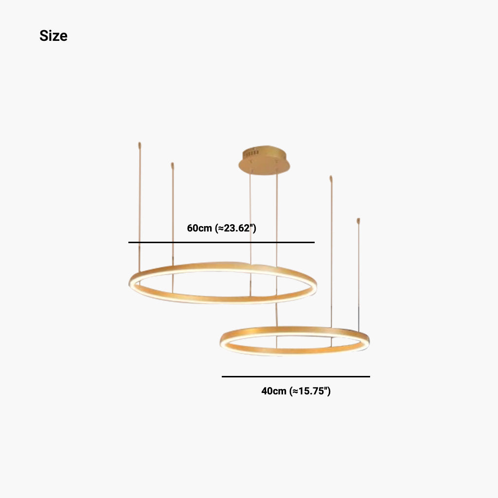 Dimbare Aluminium Kroonluchter met Ringen Zwart Goud Instelbaar LED Licht Moderne Hanglamp Woonkamer | Sansoti
