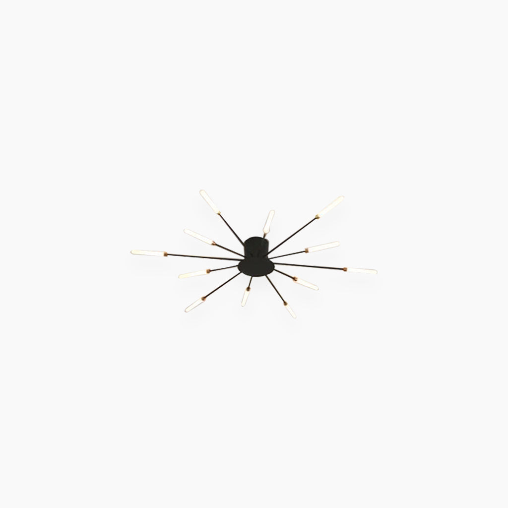 LED Chandelier Ceiling Light Unique Starburst Sputnik, Black/Gold