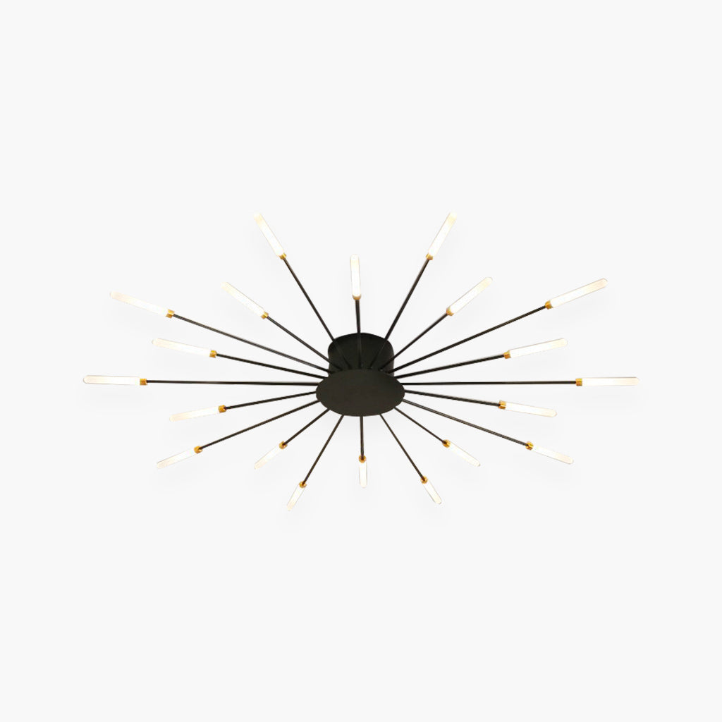 LED Chandelier Ceiling Light Unique Starburst Sputnik, Black/Gold
