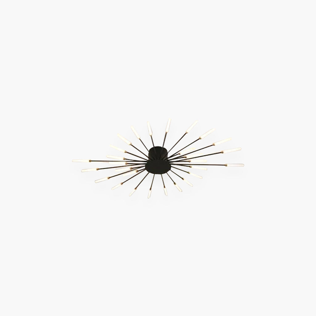 LED Chandelier Ceiling Light Unique Starburst Sputnik, Black/Gold