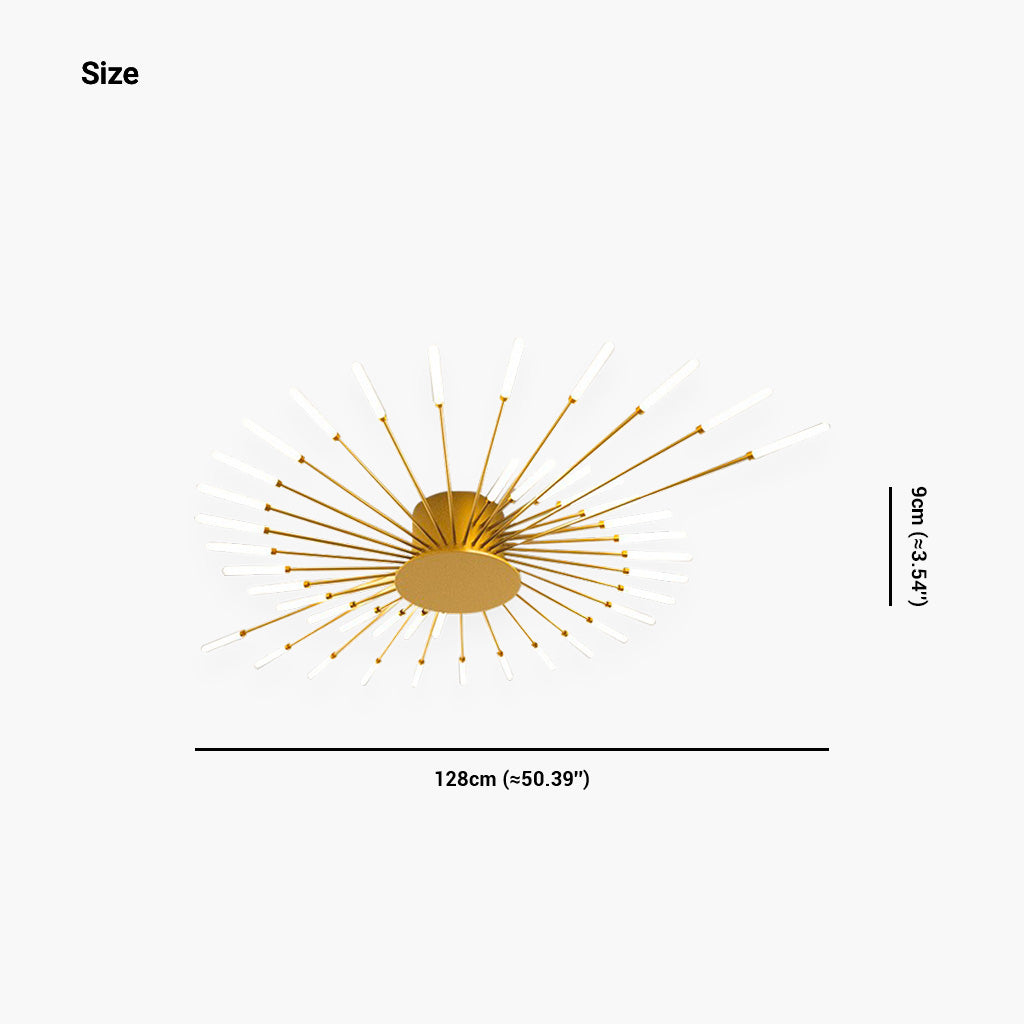 LED Chandelier Ceiling Light Unique Starburst Sputnik, Black/Gold