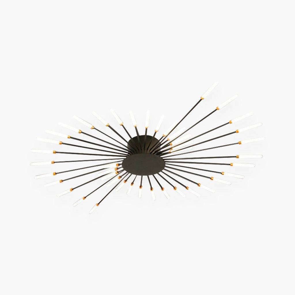LED Chandelier Ceiling Light Unique Starburst Sputnik, Black/Gold