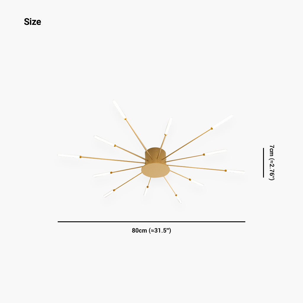 LED Chandelier Ceiling Light Unique Starburst Sputnik, Black/Gold