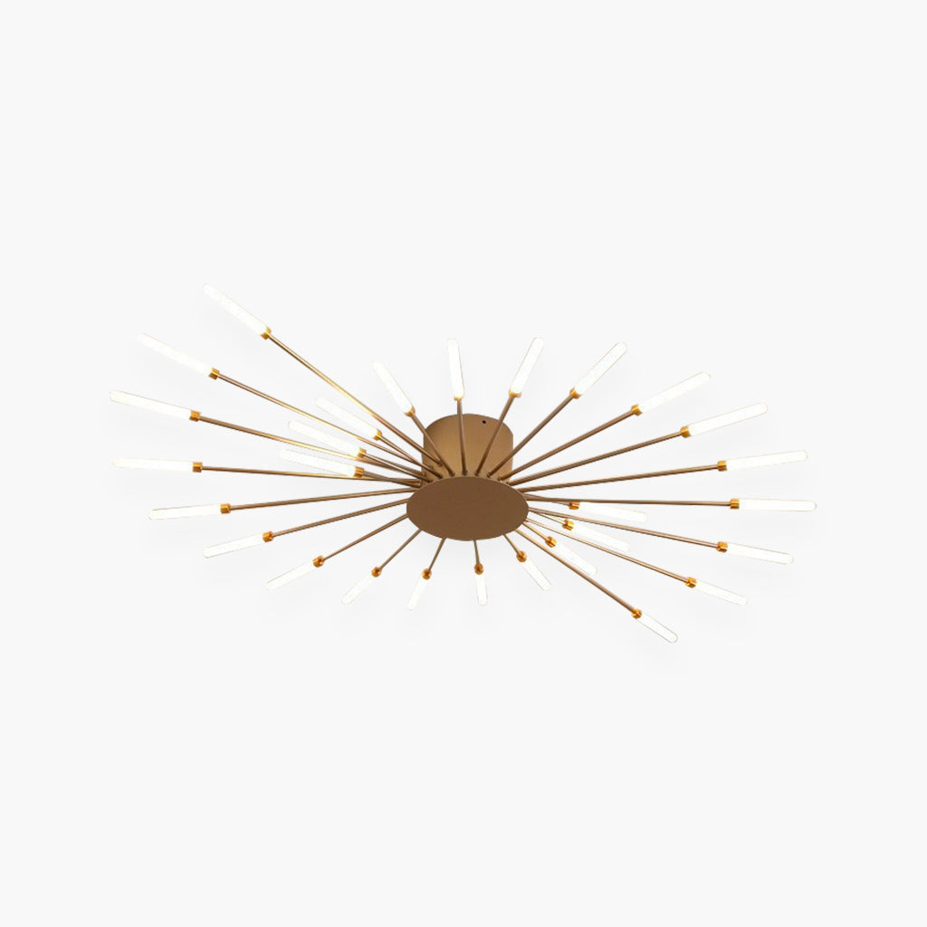 LED Chandelier Ceiling Light Unique Starburst Sputnik, Black/Gold
