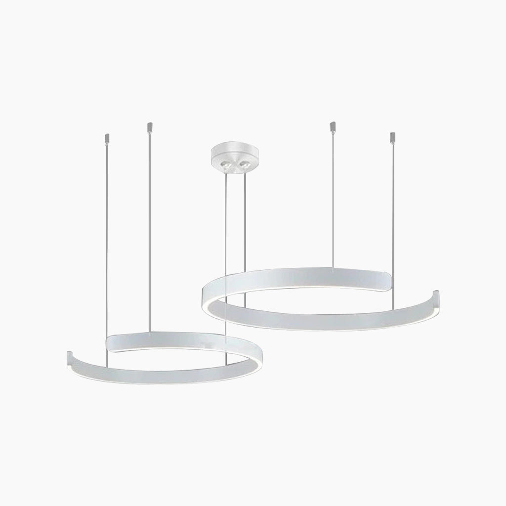 Lustre LED à anneaux à intensité variable avec télécommande, noir, doré et blanc, design moderne pour salon et salle à manger | Sansoti