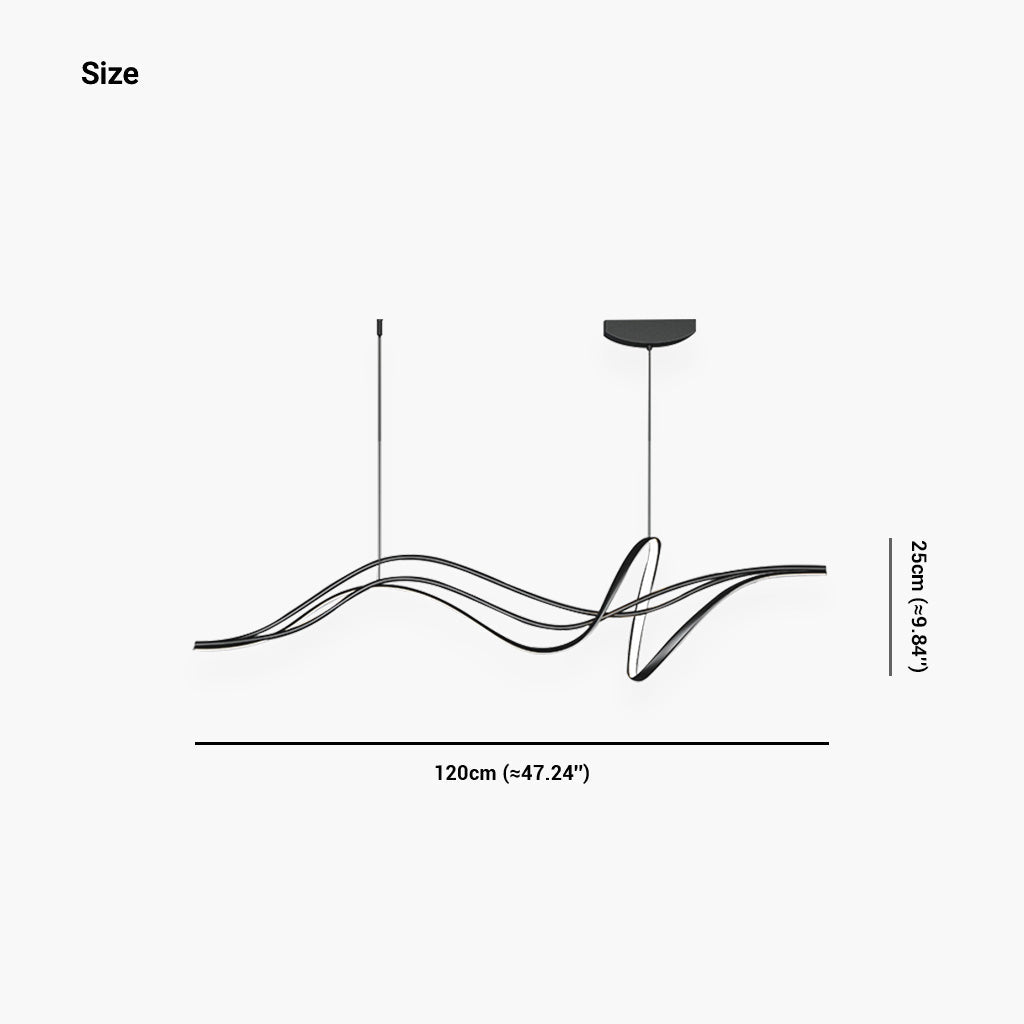 LED-Hängeleuchte in Wellenform Dimmbarer Kronleuchter Schwarz Weiß Wohnzimmer Esszimmer Modernes Design 120-140cm Stimmungsbeleuchtung | Sansoti