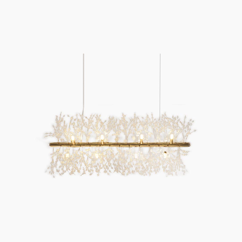 Lustre en cristal et métal, design pissenlit, 8-16 points lumineux, doré et argenté, pour salon, salle à manger et entrée | Sansoti