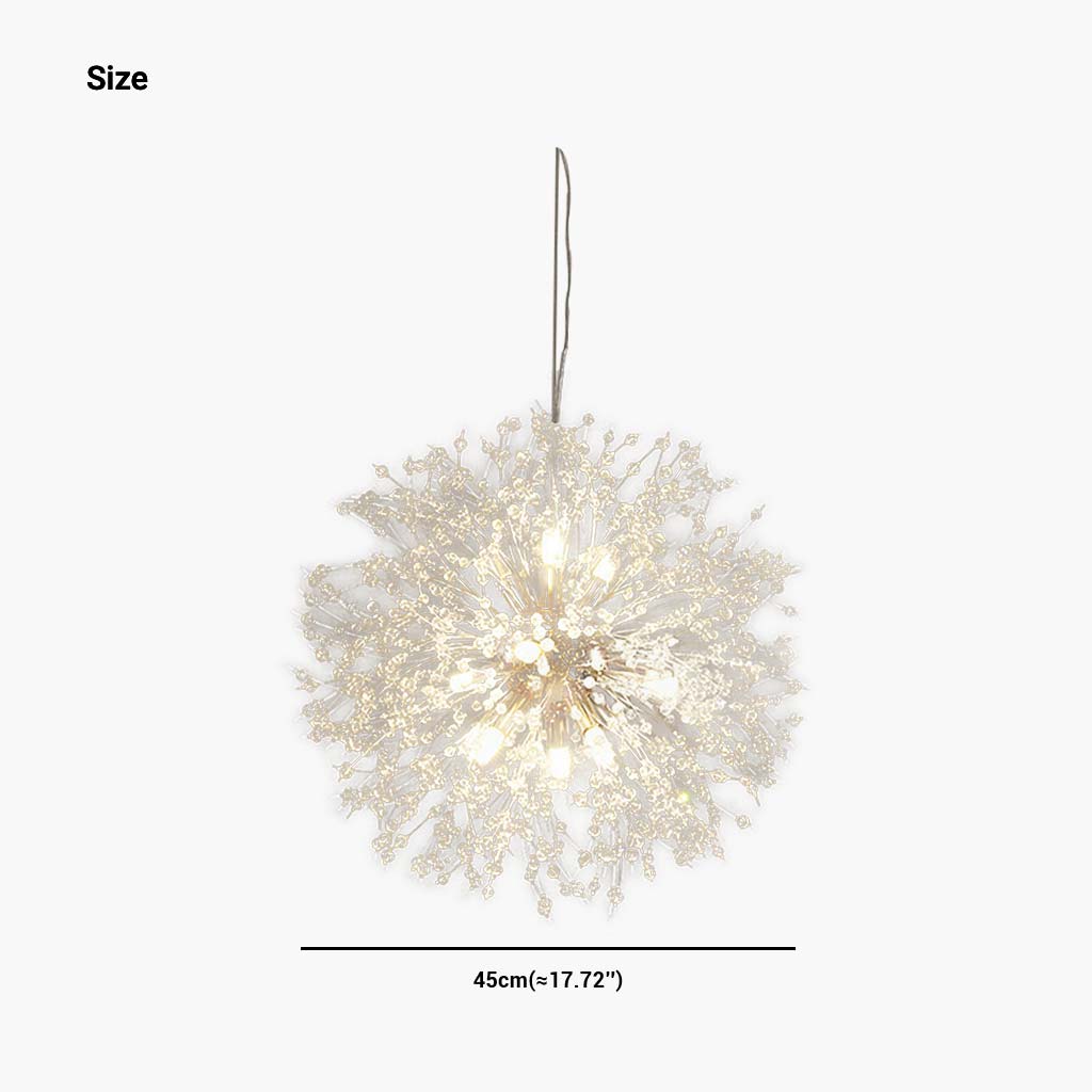 Lustre en cristal et métal, design pissenlit, 8-16 points lumineux, doré et argenté, pour salon, salle à manger et entrée | Sansoti