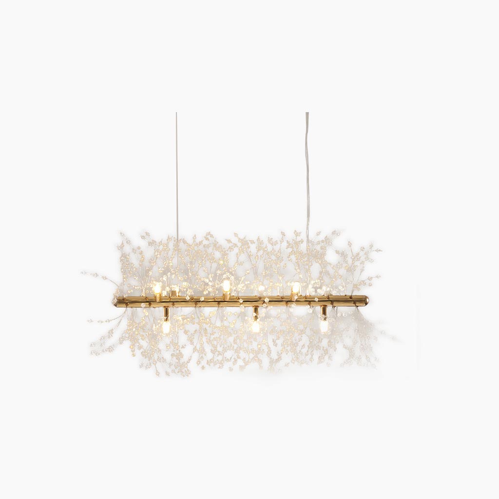 Lustre en cristal et métal, design pissenlit, 8-16 points lumineux, doré et argenté, pour salon, salle à manger et entrée | Sansoti