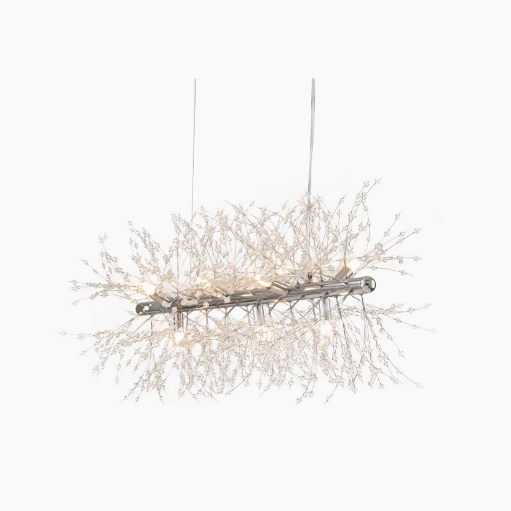 Lustre en cristal et métal, design pissenlit, 8-16 points lumineux, doré et argenté, pour salon, salle à manger et entrée | Sansoti