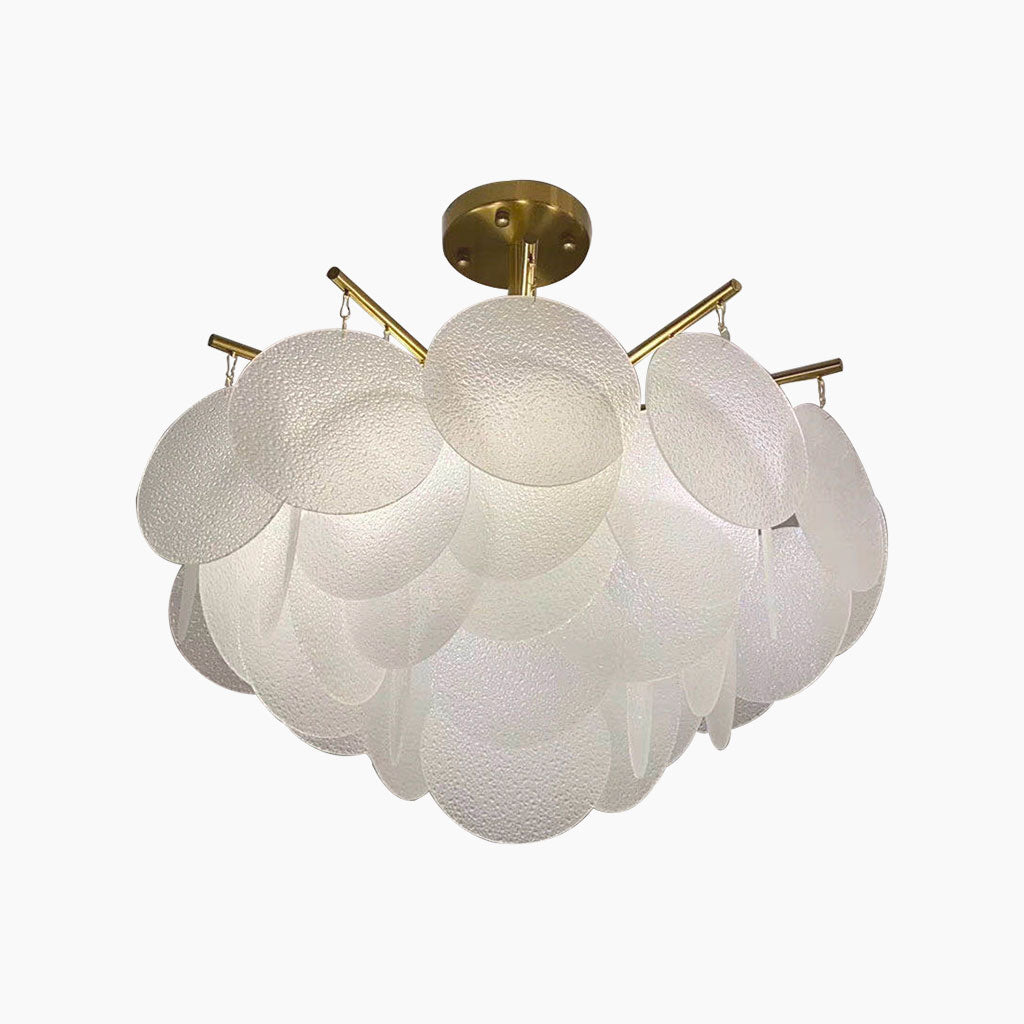 Glas-Pendelleuchte Weiß Gold Runde Scheiben Wohnzimmer Esszimmer Schlafzimmer LED-Beleuchtung Modernes Design | Sansoti