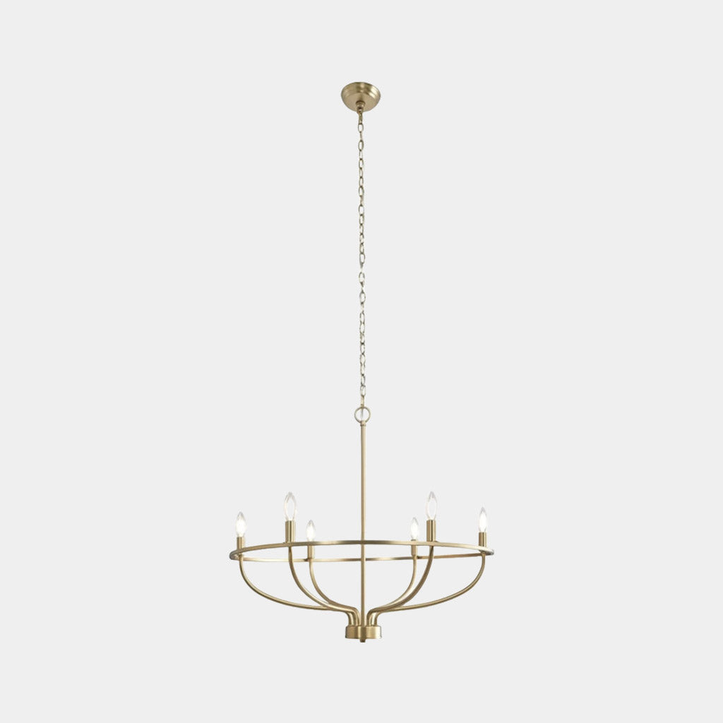 Lustre rond à branches et bougies, fer noir et doré, style champêtre, salle à manger et salon, 6, 9 ou 12 lampes | Sansoti