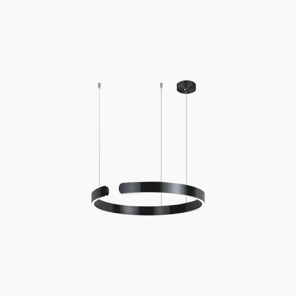 Lustre LED à anneaux à intensité variable avec télécommande, noir, doré et blanc, design moderne pour salon et salle à manger | Sansoti