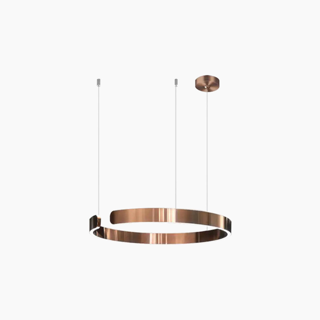 Lustre LED à anneaux à intensité variable avec télécommande, noir, doré et blanc, design moderne pour salon et salle à manger | Sansoti