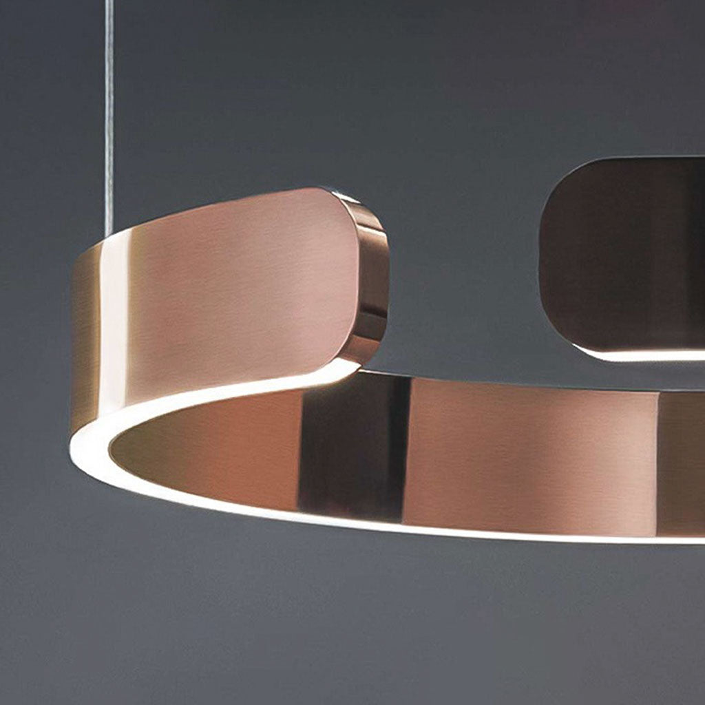 Lustre LED à anneaux à intensité variable avec télécommande, noir, doré et blanc, design moderne pour salon et salle à manger | Sansoti