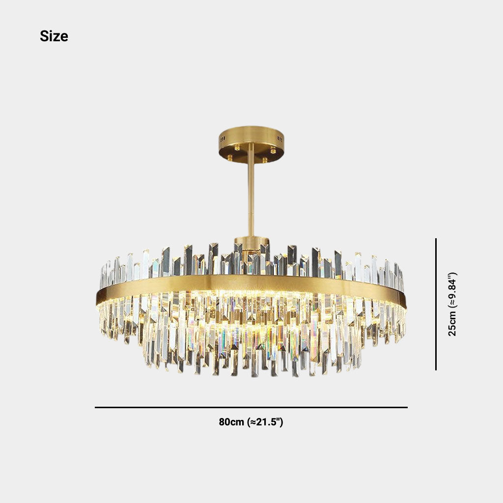 Lustre en cristal LED doré, forme ronde ovale, couleur de lumière réglable, pour salle à manger et salon, design moderne luxueux | Sansoti