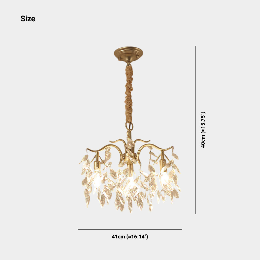 Gold Crystal Chandelier Adjustable LED Light – K9 Crystal Metal Design for Dining Room and Bedroom | Sansoti