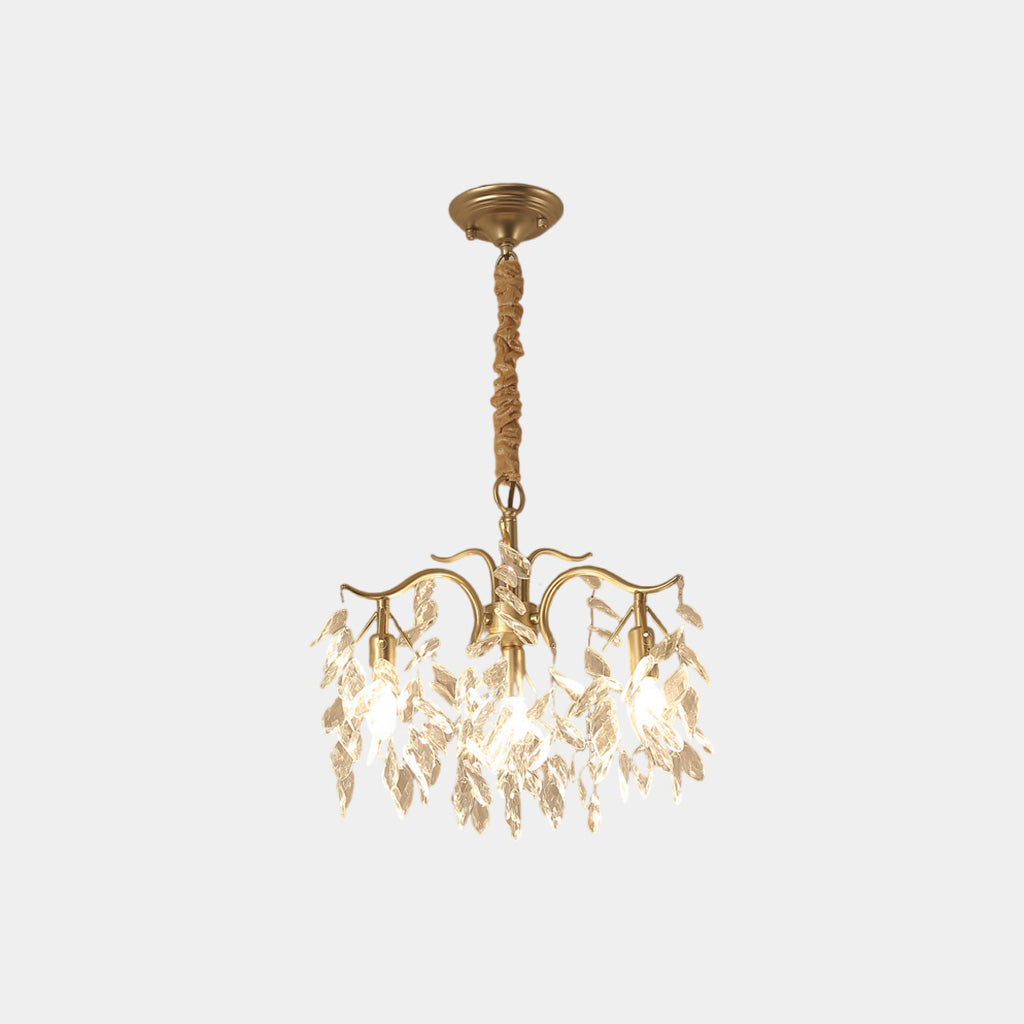 Gold Crystal Chandelier Adjustable LED Light – K9 Crystal Metal Design for Dining Room and Bedroom | Sansoti