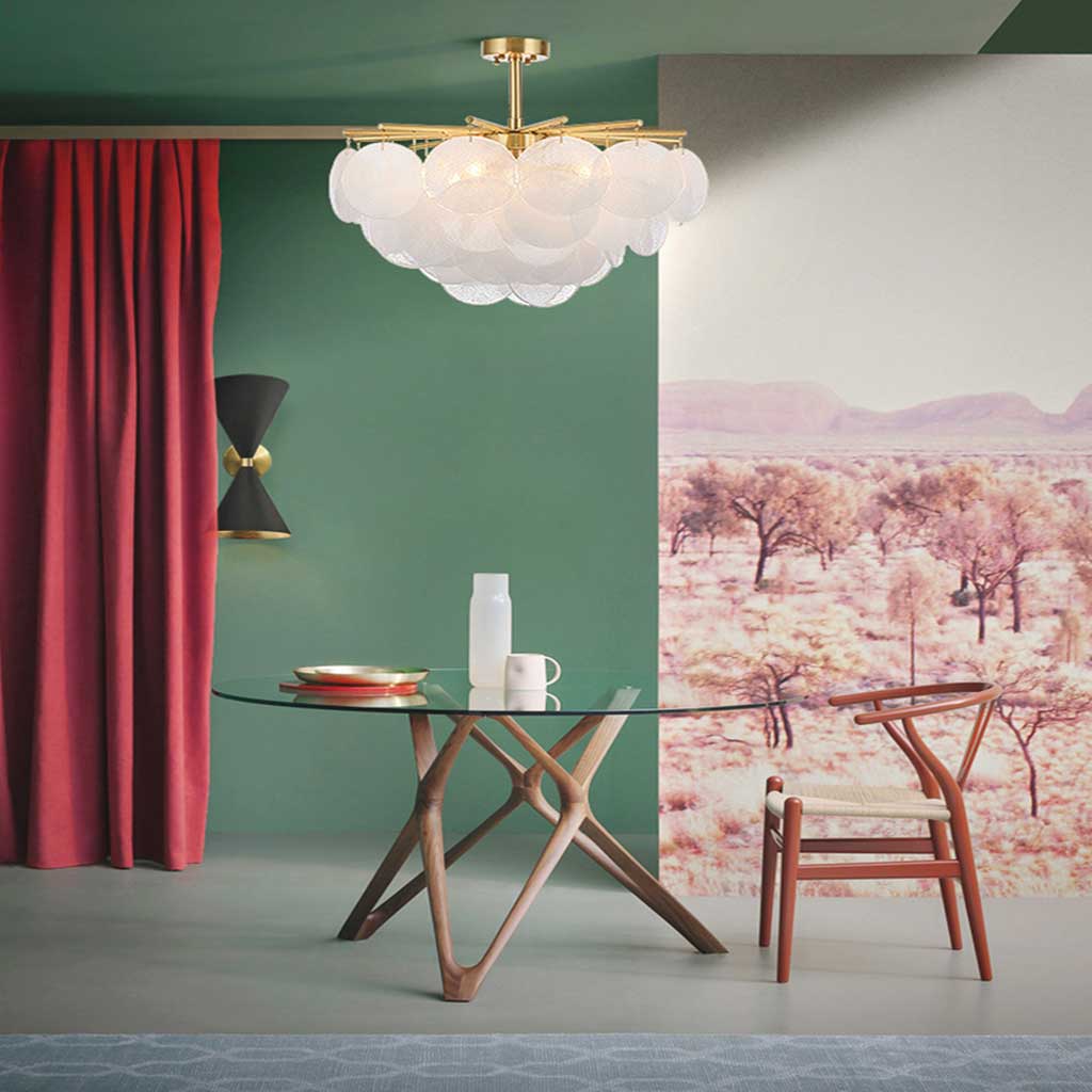 Glas-Pendelleuchte Weiß Gold Runde Scheiben Wohnzimmer Esszimmer Schlafzimmer LED-Beleuchtung Modernes Design | Sansoti