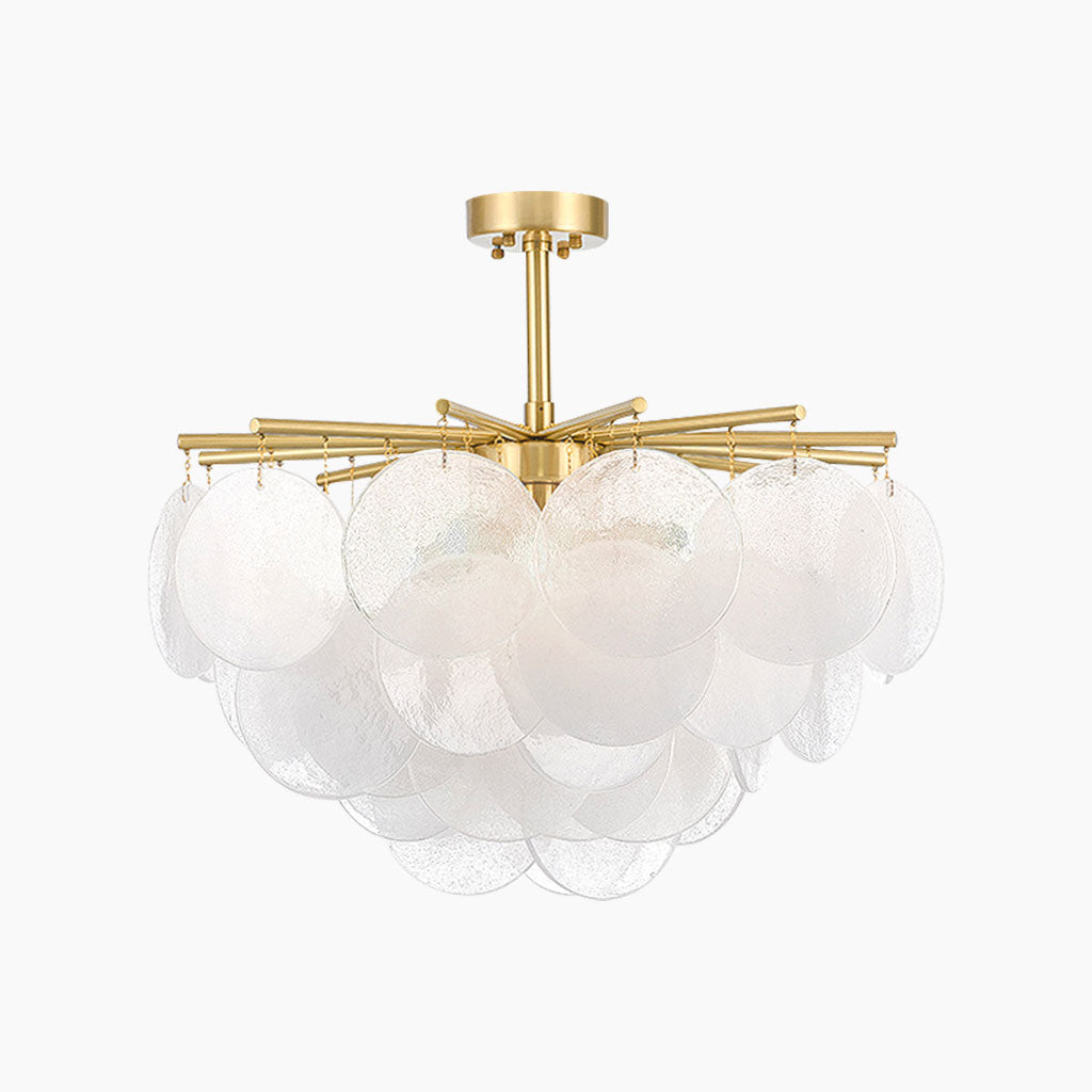 Glas-Pendelleuchte Weiß Gold Runde Scheiben Wohnzimmer Esszimmer Schlafzimmer LED-Beleuchtung Modernes Design | Sansoti