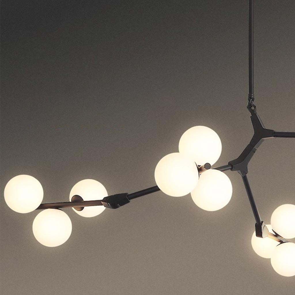 Chandelier Glass Globes Branched Arms Metal 12-24 Lights Modern Design Living Room Dining Room Hallway | Sansoti