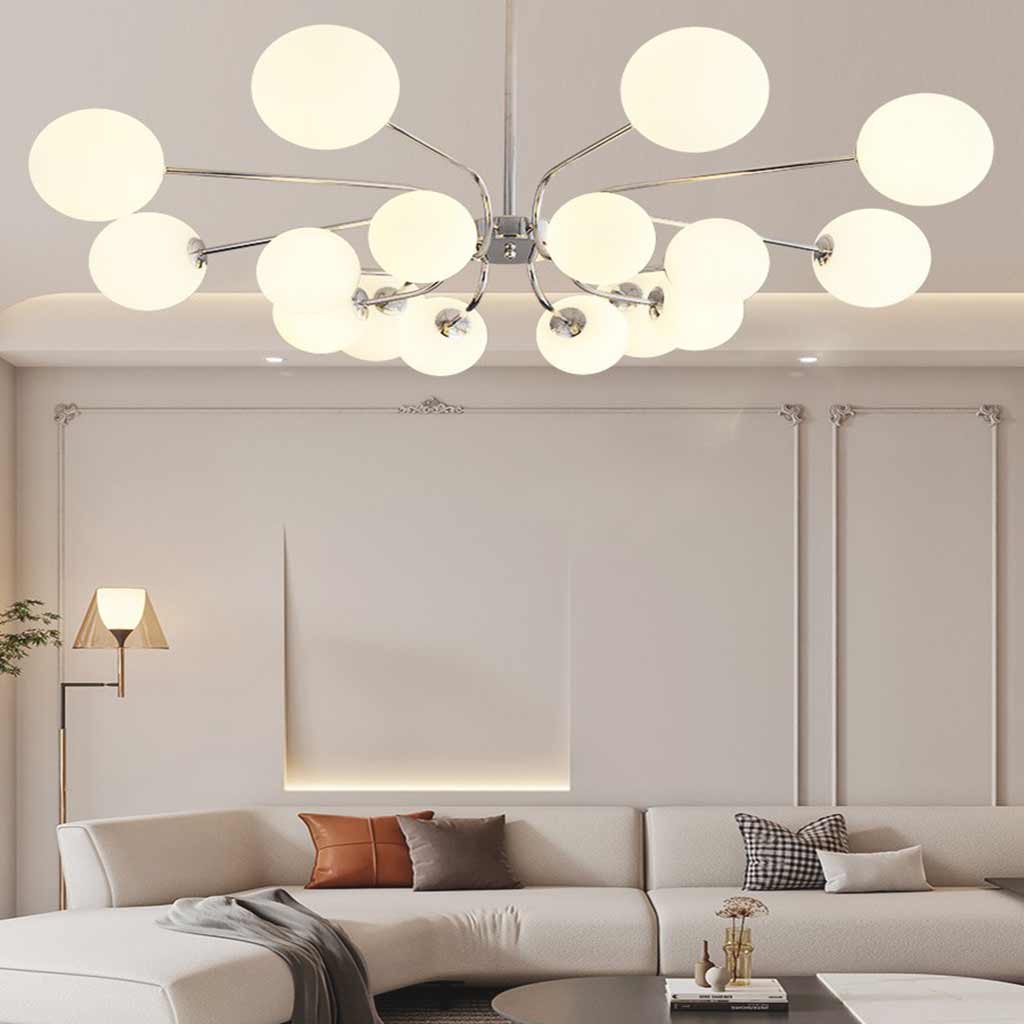 Glaskugel-Kronleuchter im nordisch-modernen Stil, verstellbare Eisen-Hängelampe, Wohnzimmer, Schlafzimmer, Esszimmer | Sansoti